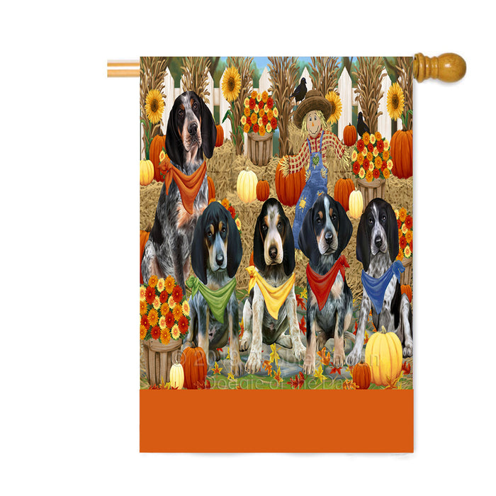 Personalized Fall Festive Gathering Bluetick Coonhound Dogs with Pumpkins Custom House Flag FLG-DOTD-A61881