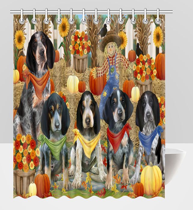 Fall Festive Harvest Time Gathering Bluetick Coonhound Dogs Shower Curtain
