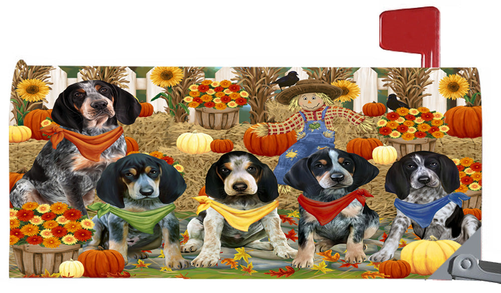 Fall Festive Harvest Time Gathering Bluetick Coonhound Dogs 6.5 x 19 Inches Magnetic Mailbox Cover Post Box Cover Wraps Garden Yard Décor MBC49064