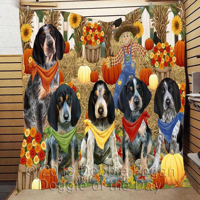 Fall Festive Harvest Time Gathering Bluetick Coonhound Dogs Quilt