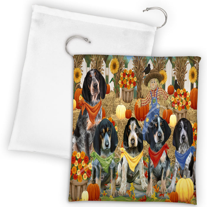 Fall Festive Harvest Time Gathering Bluetick Coonhound Dogs Drawstring Laundry or Gift Bag LGB48382