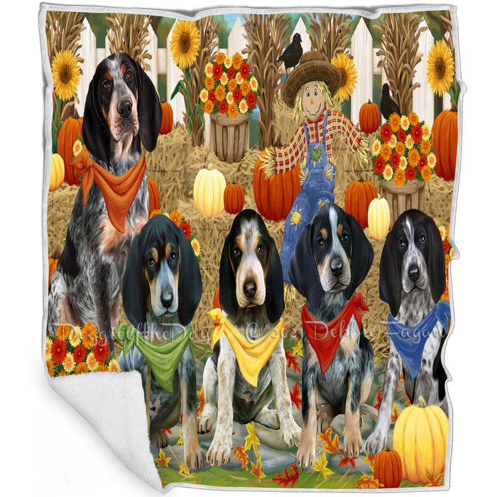 Fall Festive Gathering Bluetick Coonhounds Dog with Pumpkins Blanket BLNKT71715
