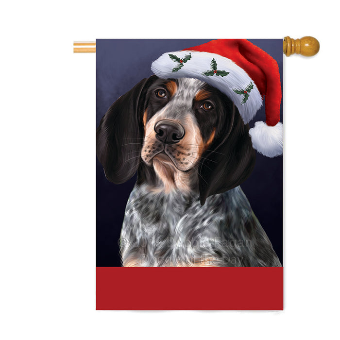 Personalized Christmas Holidays Bluetick Coonhound Dog Wearing Santa Hat Portrait Head Custom House Flag FLG-DOTD-A59864