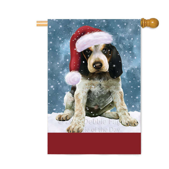 Personalized Let It Snow Happy Holidays Bluetick Coonhound Dog Custom House Flag FLG-DOTD-A62327