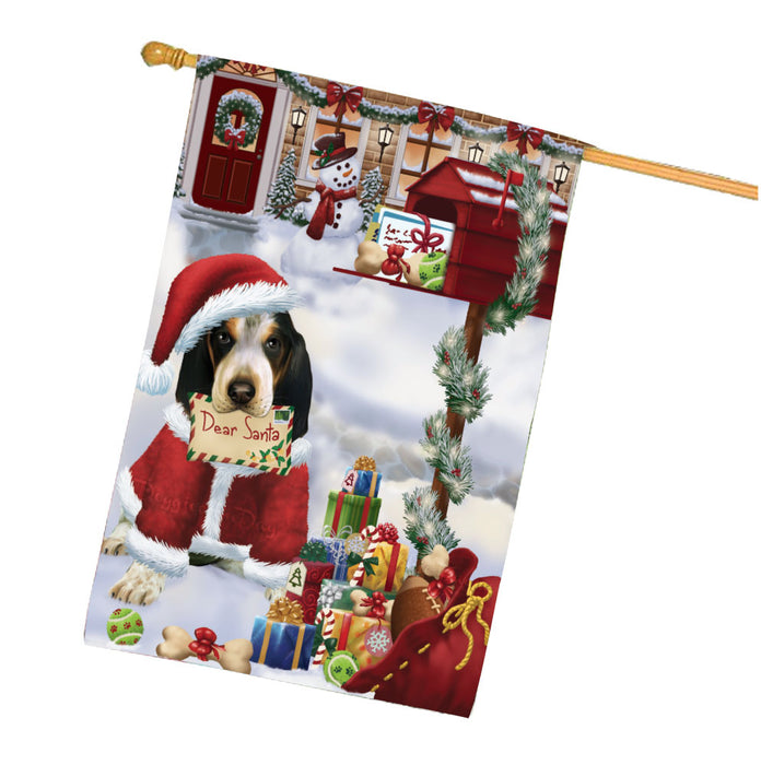 Dear Santa Mailbox Christmas Bluetick Coonhound Dog House Flag Outdoor Decorative Double Sided Pet Portrait Weather Resistant Premium Quality Animal Printed Home Decorative Flags 100% Polyester FLG67935