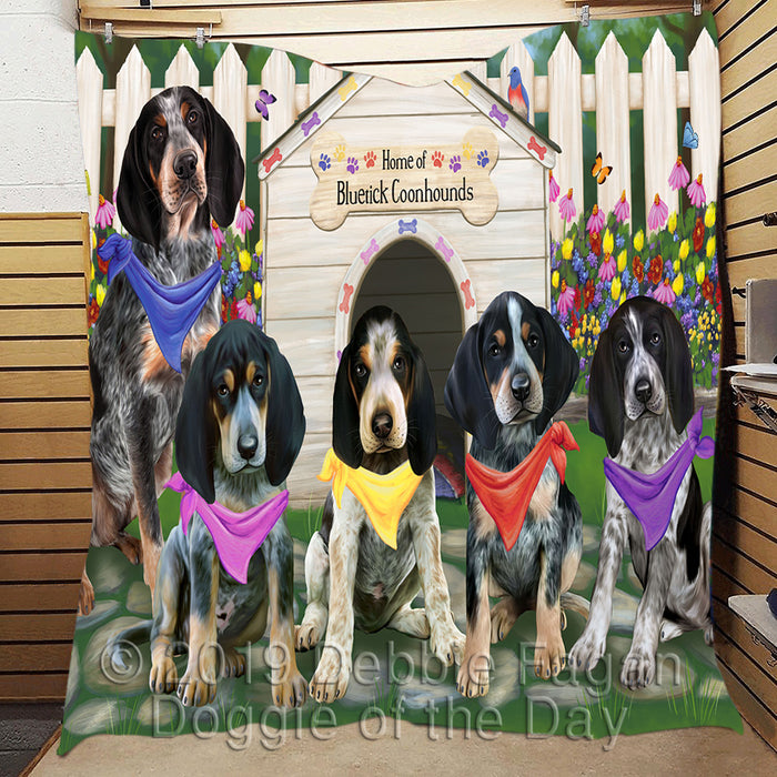 Spring Dog House Bluetick Coonhound Dogs Quilt
