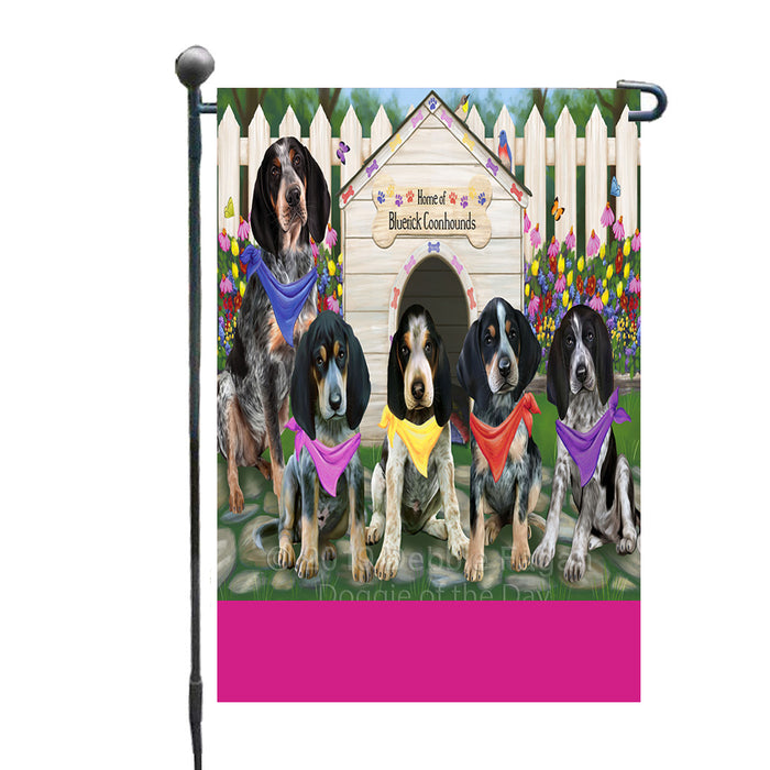Personalized Spring Dog House Bluetick Coonhound Dogs Custom Garden Flags GFLG-DOTD-A62766