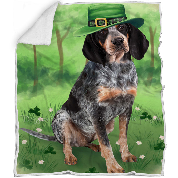 St. Patricks Day Irish Portrait Bluetick Coonhound Dog Blanket BLNKT58431