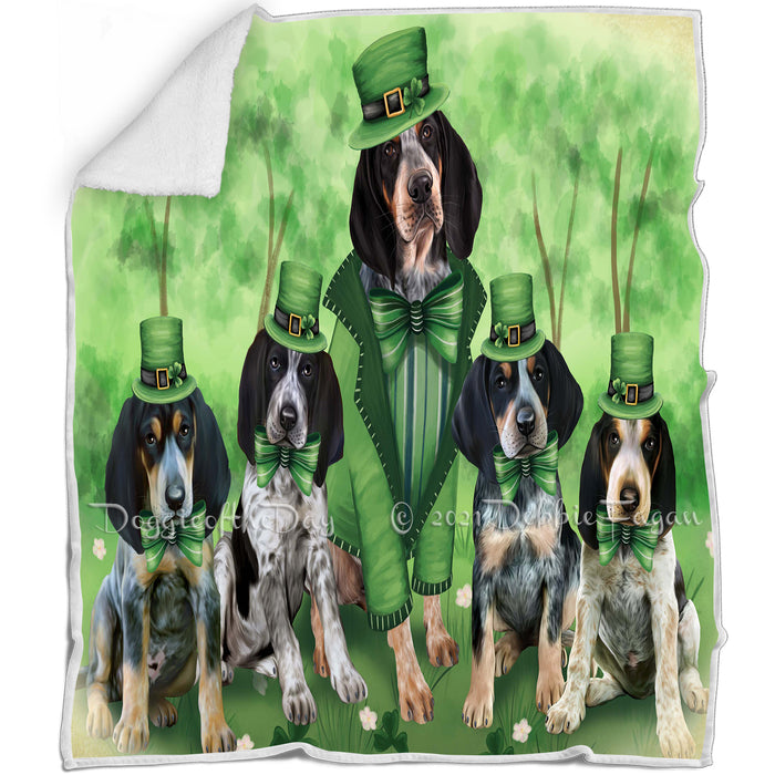 St. Patricks Day Irish Family Portrait Bluetick Coonhounds Dog Blanket BLNKT58440