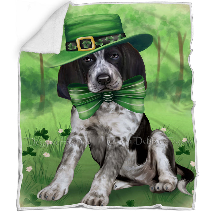 St. Patricks Day Irish Portrait Bluetick Coonhound Dog Blanket BLNKT58449