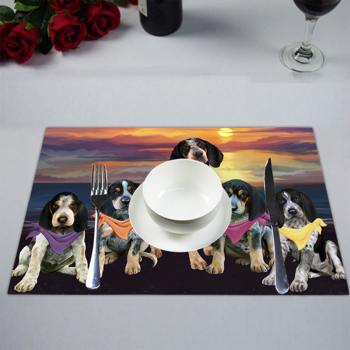 Family Sunset Portrait Bluetick Coonhound Dogs Placemat