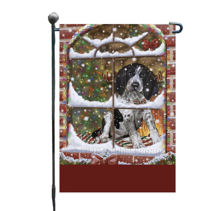 Personalized Please Come Home For Christmas Bluetick Coonhound Dog Sitting In Window Custom Garden Flags GFLG-DOTD-A60135