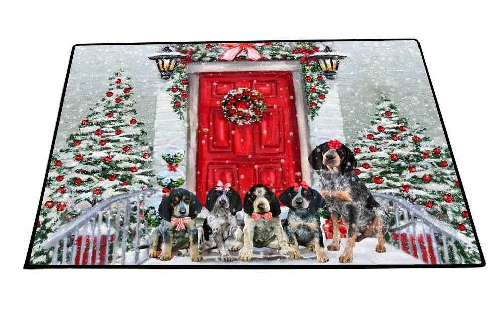 Christmas Holiday Welcome Bluetick Coonhound Dogs Floor Mat- Anti-Slip Pet Door Mat Indoor Outdoor Front Rug Mats for Home Outside Entrance Pets Portrait Unique Rug Washable Premium Quality Mat