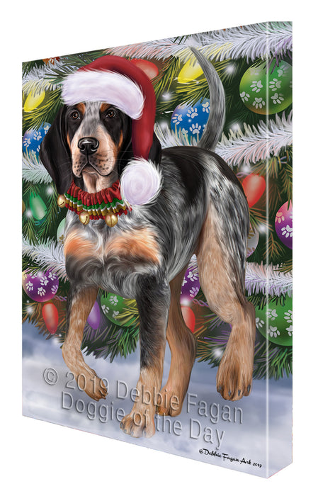 Chistmas Trotting in the Snow Bluetick Coonhound Dog Canvas Wall Art - Premium Quality Ready to Hang Room Decor Wall Art Canvas - Unique Animal Printed Digital Painting for Decoration CVS652