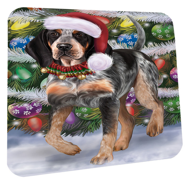 Chistmas Trotting in the Snow Bluetick Coonhound Dog Coasters Set of 4 CSTA58651