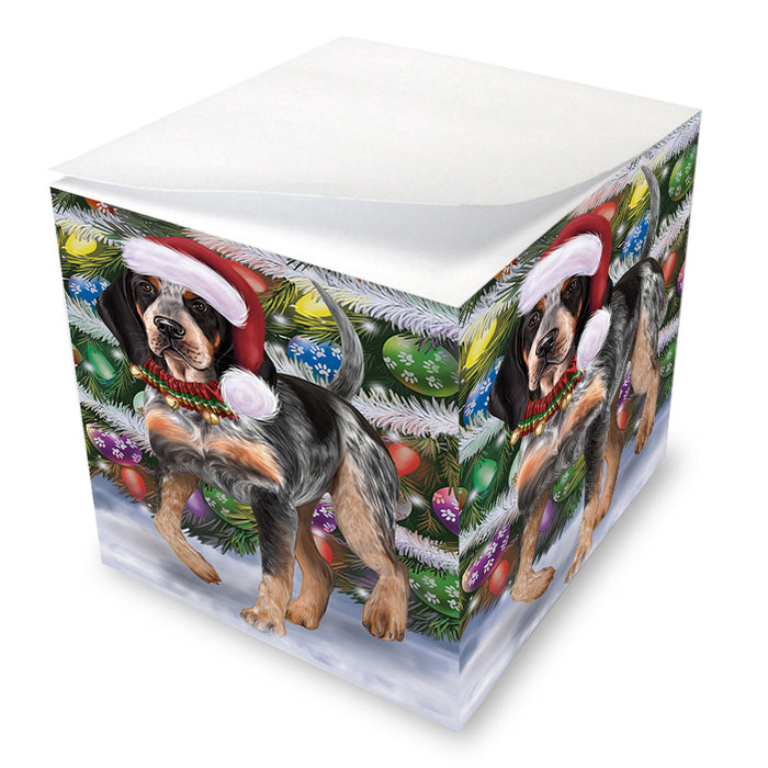 Chistmas Trotting in the Snow Bluetick Coonhound Dog Note Cube NOC-DOTD-A57690