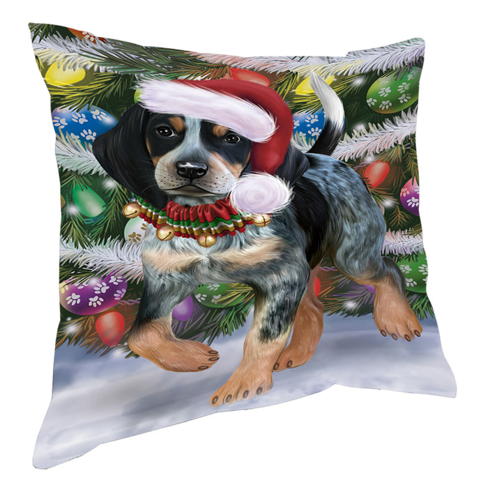 Chistmas Trotting in the Snow Bluetick Coonhound Dog Pillow with Top Quality High-Resolution Images - Ultra Soft Pet Pillows for Sleeping - Reversible & Comfort - Ideal Gift for Dog Lover - Cushion for Sofa Couch Bed - 100% Polyester, PILA93823