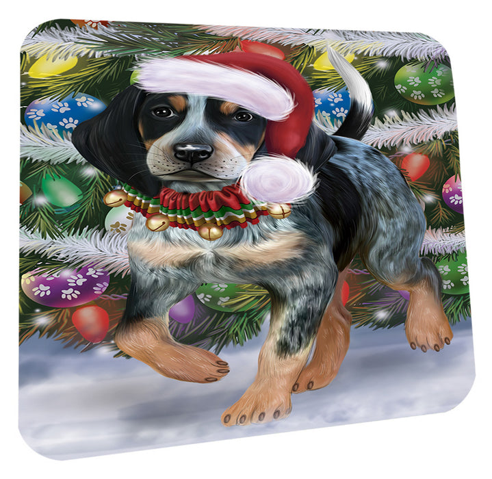 Chistmas Trotting in the Snow Bluetick Coonhound Dog Coasters Set of 4 CSTA58652