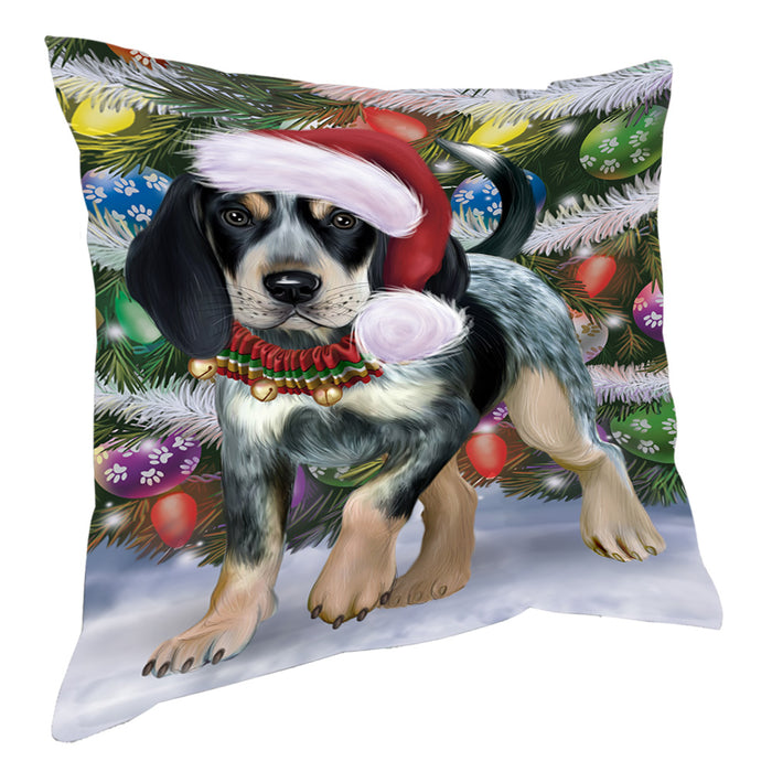 Chistmas Trotting in the Snow Bluetick Coonhound Dog Pillow with Top Quality High-Resolution Images - Ultra Soft Pet Pillows for Sleeping - Reversible & Comfort - Ideal Gift for Dog Lover - Cushion for Sofa Couch Bed - 100% Polyester, PILA93826