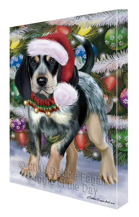 Chistmas Trotting in the Snow Bluetick Coonhound Dog Canvas Wall Art - Premium Quality Ready to Hang Room Decor Wall Art Canvas - Unique Animal Printed Digital Painting for Decoration CVS654
