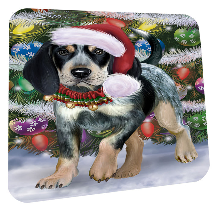 Chistmas Trotting in the Snow Bluetick Coonhound Dog Coasters Set of 4 CSTA58653