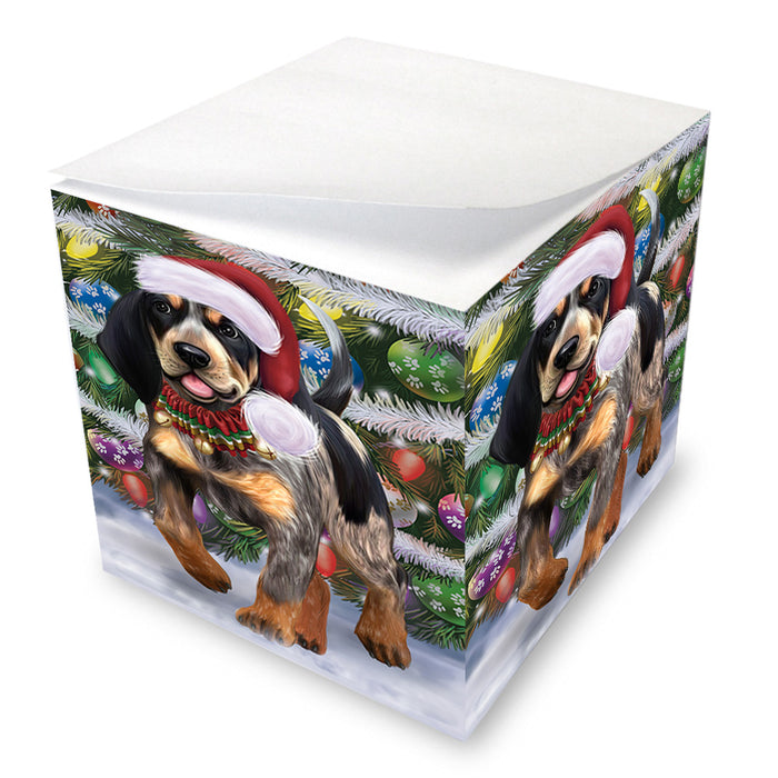 Chistmas Trotting in the Snow Bluetick Coonhound Dog Note Cube NOC-DOTD-A57693