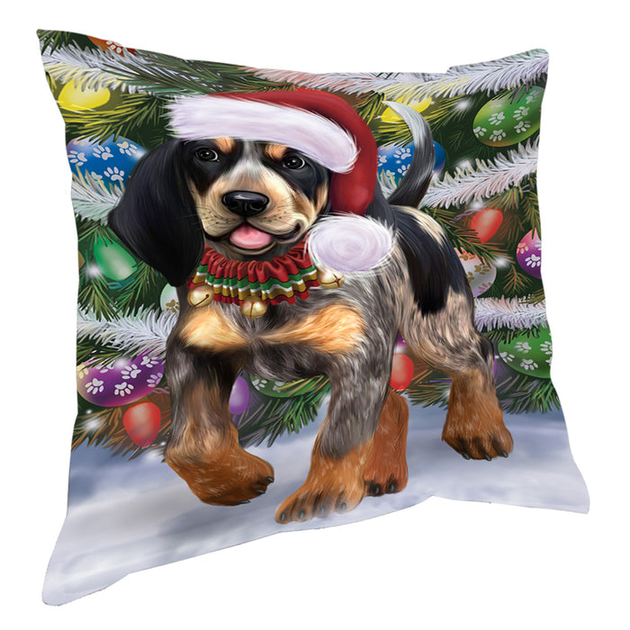 Chistmas Trotting in the Snow Bluetick Coonhound Dog Pillow with Top Quality High-Resolution Images - Ultra Soft Pet Pillows for Sleeping - Reversible & Comfort - Ideal Gift for Dog Lover - Cushion for Sofa Couch Bed - 100% Polyester, PILA93829