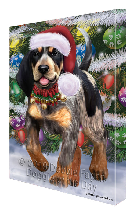 Chistmas Trotting in the Snow Bluetick Coonhound Dog Canvas Wall Art - Premium Quality Ready to Hang Room Decor Wall Art Canvas - Unique Animal Printed Digital Painting for Decoration CVS655