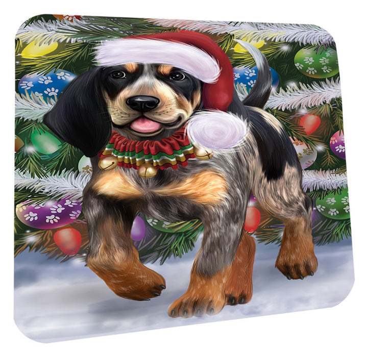 Chistmas Trotting in the Snow Bluetick Coonhound Dog Coasters Set of 4 CSTA58654