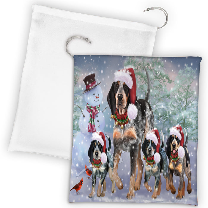 Christmas Running Fammily Bluetick Coonhound Dogs Drawstring Laundry or Gift Bag LGB48206