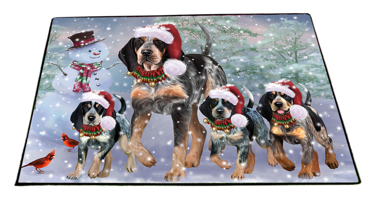 Christmas Running Family Bluetick Coonhound Dogs Floormat FLMS56029