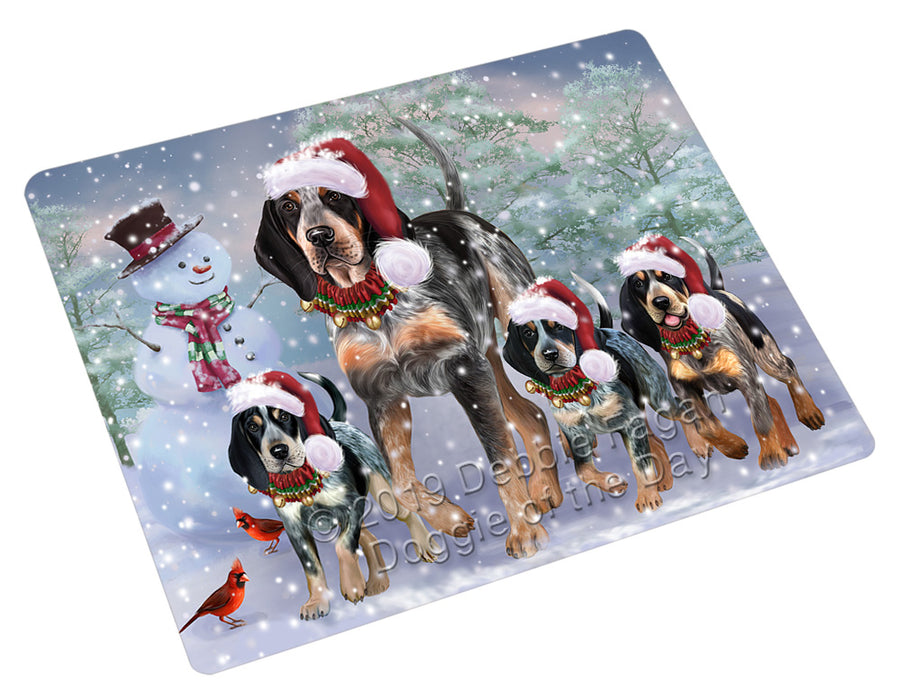 Christmas Running Family Bluetick Coonhound Dogs Refrigerator/Dishwasher Magnet - Kitchen Decor Magnet - Pets Portrait Unique Magnet - Ultra-Sticky Premium Quality Magnet