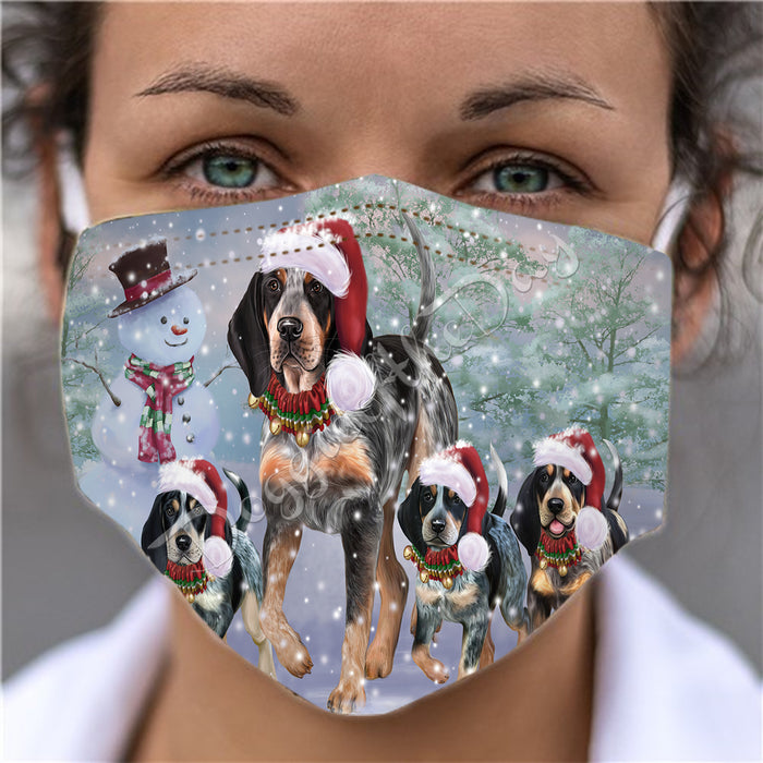 Christmas Running Fammily Bluetick Coonhound Dogs Face Mask FM48699