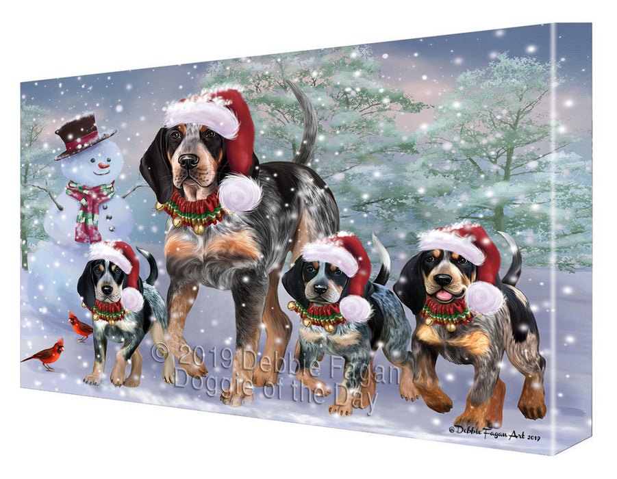 Christmas Running Family Bluetick Coonhound Dogs Canvas Wall Art - Premium Quality Ready to Hang Room Decor Wall Art Canvas - Unique Animal Printed Digital Painting for Decoration