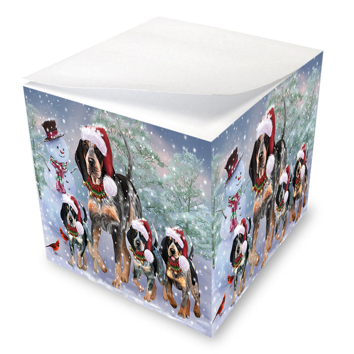 Christmas Running Family Bluetick Coonhound Dogs Note Cube NOC-DOTD-A57671