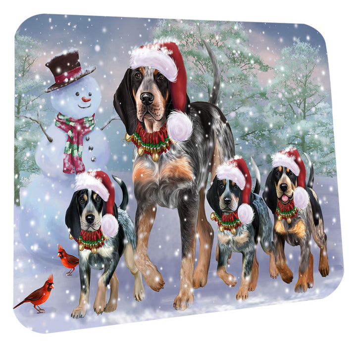 Christmas Running Family Bluetick Coonhound Dogs Coasters Set of 4 CSTA58632