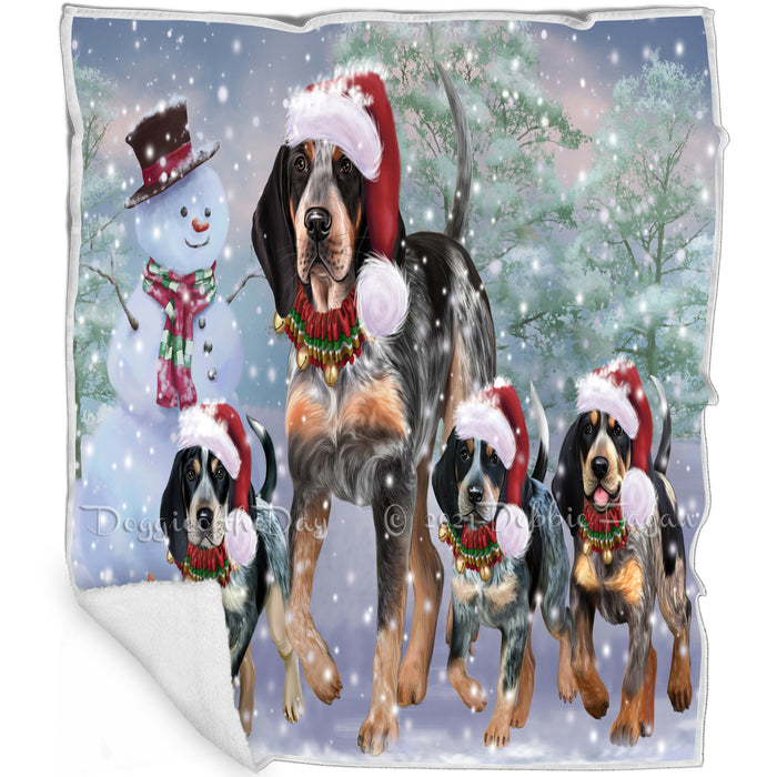 Christmas Running Family Bluetick Coonhound Dogs Blanket BLNKT143413