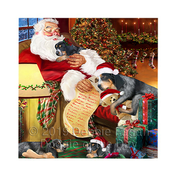 Santa Sleeping with Bluetick Coonhound Dogs Square Towel 