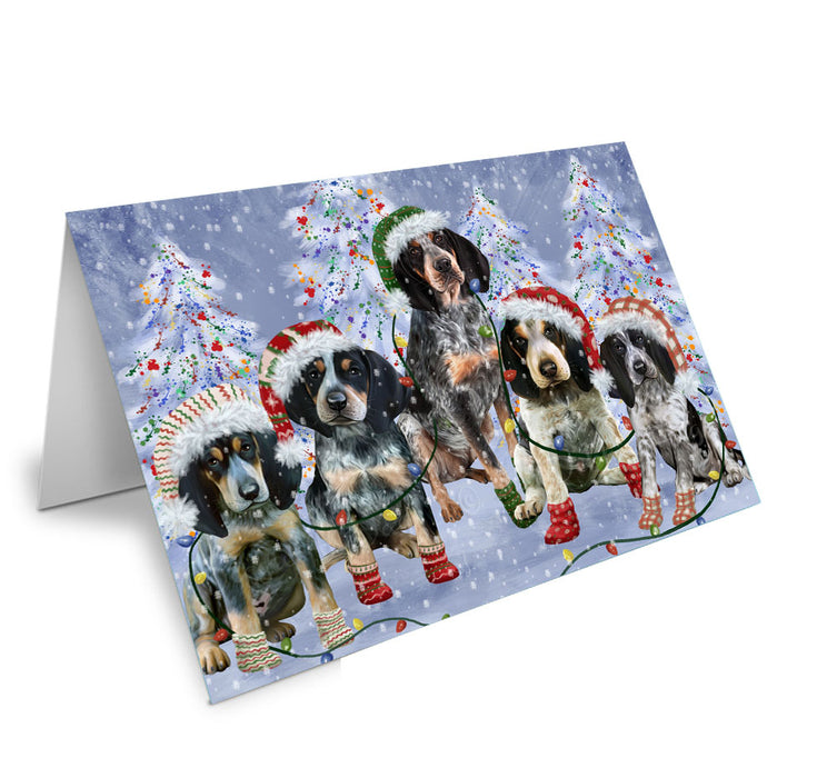 Christmas Lights and Bluetick Coonhound Dogs Handmade Artwork Assorted Pets Greeting Cards and Note Cards with Envelopes for All Occasions and Holiday Seasons