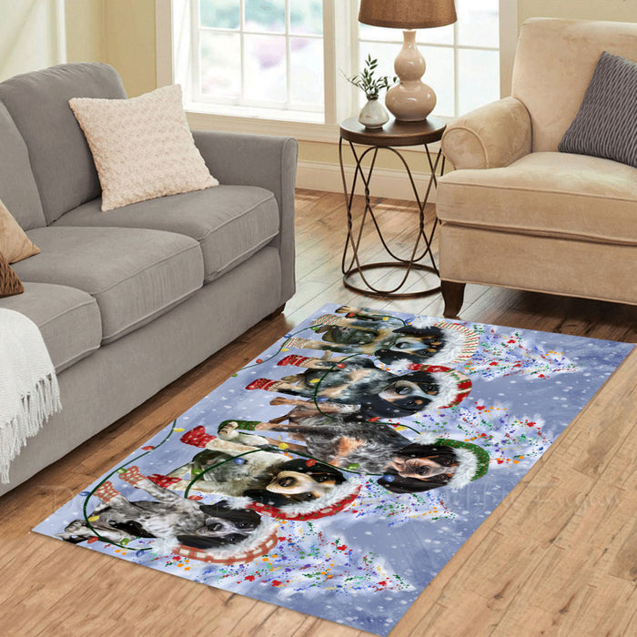 Christmas Lights and Bluetick Coonhound Dogs Area Rug - Ultra Soft Cute Pet Printed Unique Style Floor Living Room Carpet Decorative Rug for Indoor Gift for Pet Lovers