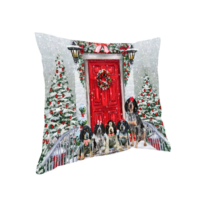 Christmas Holiday Welcome Bluetick Coonhound Dogs Pillow with Top Quality High-Resolution Images - Ultra Soft Pet Pillows for Sleeping - Reversible & Comfort - Ideal Gift for Dog Lover - Cushion for Sofa Couch Bed - 100% Polyester