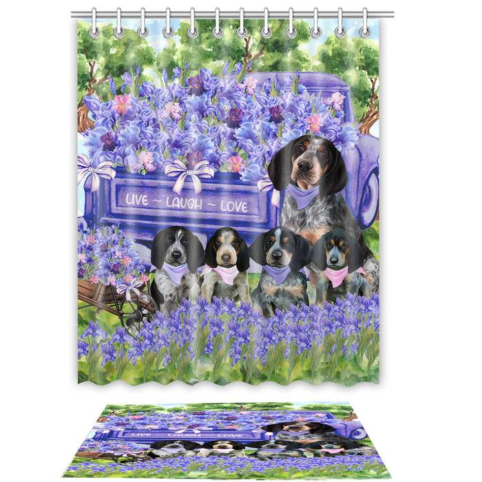 Bluetick Coonhound Shower Curtain & Bath Mat Set: Explore a Variety of Designs, Custom, Personalized, Curtains with hooks and Rug Bathroom Decor, Gift for Dog and Pet Lovers