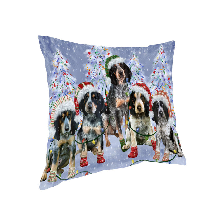 Christmas Lights and Bluetick Coonhound Dogs Pillow with Top Quality High-Resolution Images - Ultra Soft Pet Pillows for Sleeping - Reversible & Comfort - Ideal Gift for Dog Lover - Cushion for Sofa Couch Bed - 100% Polyester