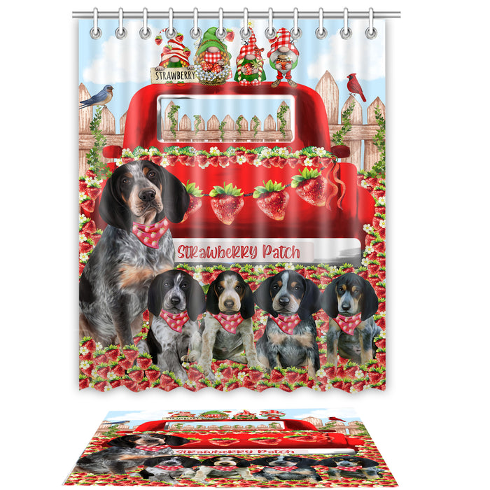 Bluetick Coonhound Shower Curtain & Bath Mat Set, Bathroom Decor Curtains with hooks and Rug, Explore a Variety of Designs, Personalized, Custom, Dog Lover's Gifts