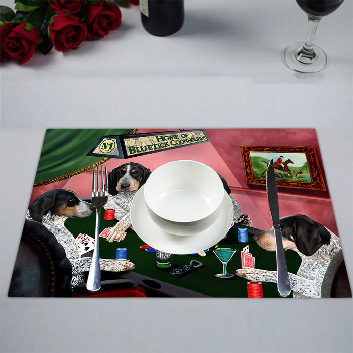 Home of  Bluetick Coonhound Dogs Playing Poker Placemat