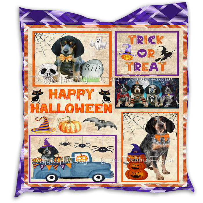 Happy Halloween Trick or Treat Pumpkin Bluetick Coonhound Dogs Lightweight Soft Bedspread Coverlet Bedding Quilt QUILT60786