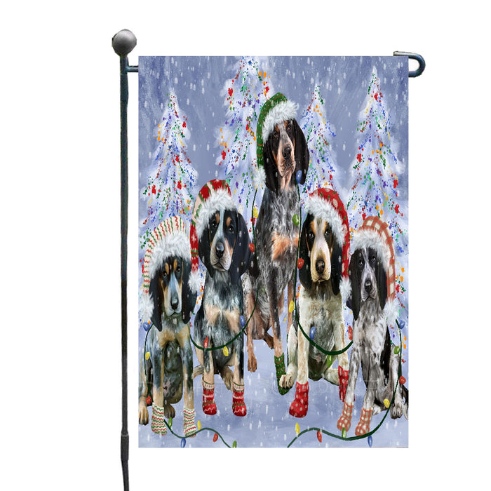 Christmas Lights and Bluetick Coonhound Dogs Garden Flags- Outdoor Double Sided Garden Yard Porch Lawn Spring Decorative Vertical Home Flags 12 1/2"w x 18"h