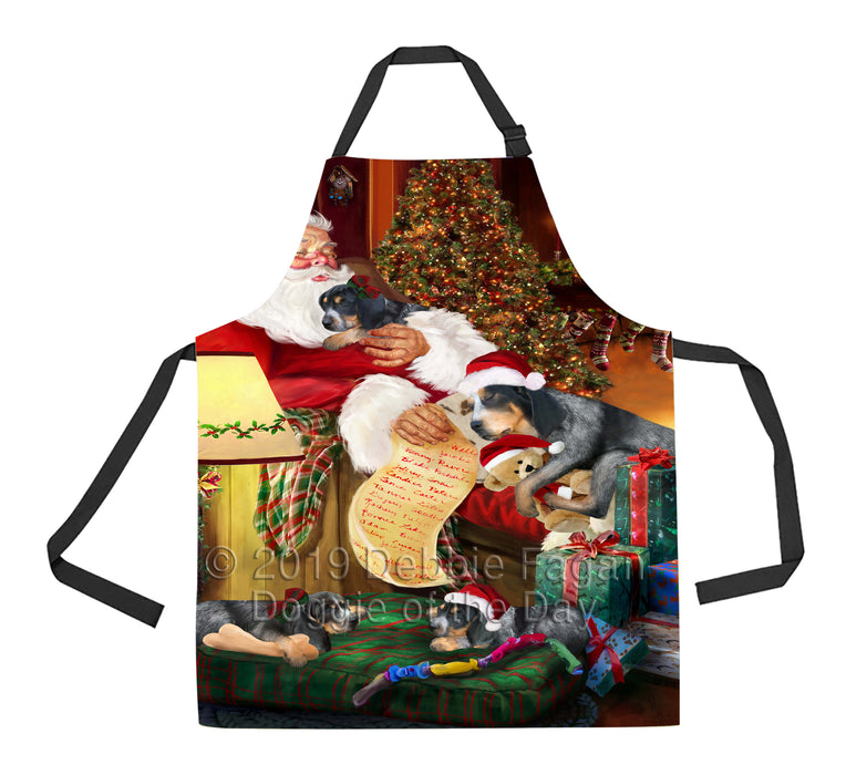 Santa Sleeping with Bluetick Coonhound Dogs Apron