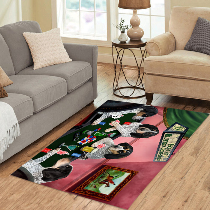 Home of  Bluetick Coonhound Dogs Playing Poker Area Rug