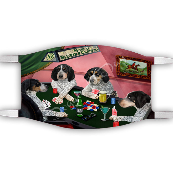 Home of Bluetick Coonhound Dogs Playing Poker Face Mask FM49771